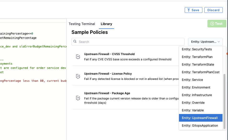 Create Policy in Harness